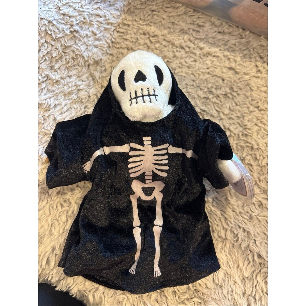 Ty‎ Beanie Babies Creepers Skeleton Unisex OS Black Excellent Halloween Plush